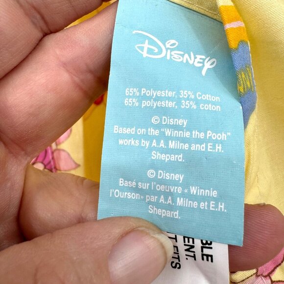 Vtg Disney Winnie the Pooh Crib/Toddler Fitted Bed Sheet Yellow Fabric Material - Picture 6 of 7